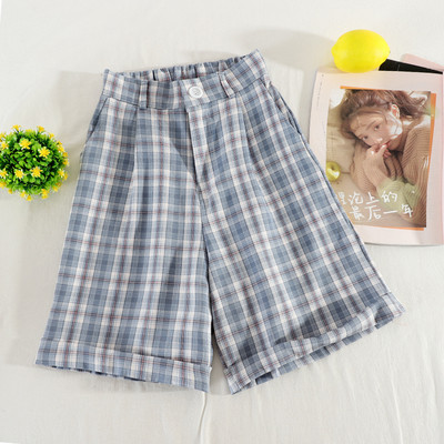 Карирани дамски ретро панталони с висока талия 