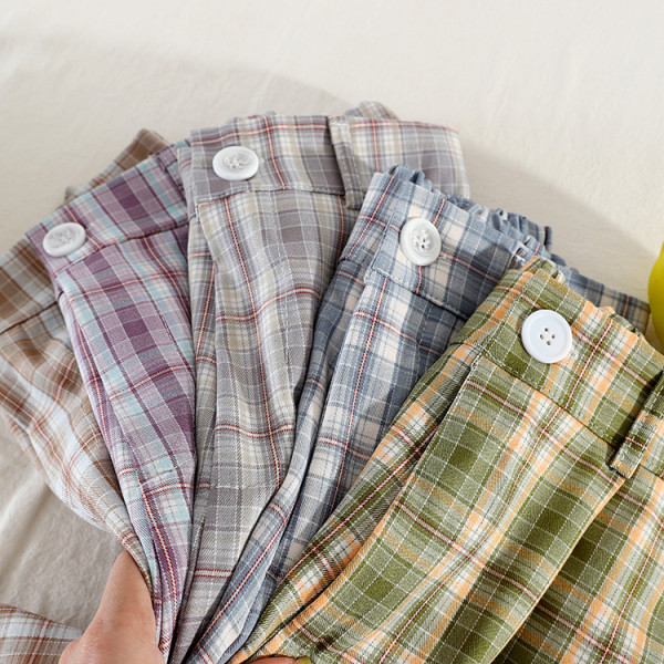 Карирани дамски ретро панталони с висока талия 