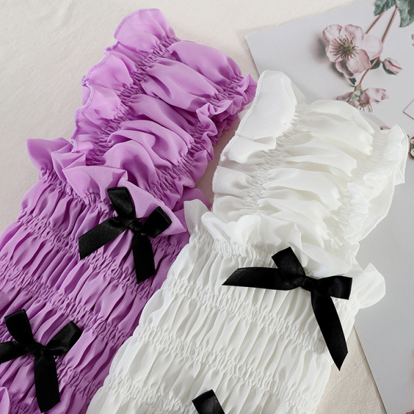 Модерен дамски потник с широки презрамки и панделки 