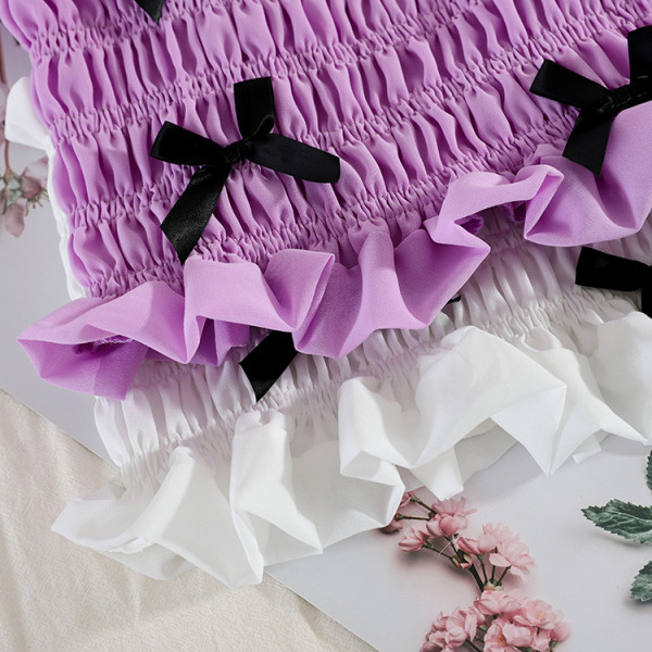 Модерен дамски потник с широки презрамки и панделки 