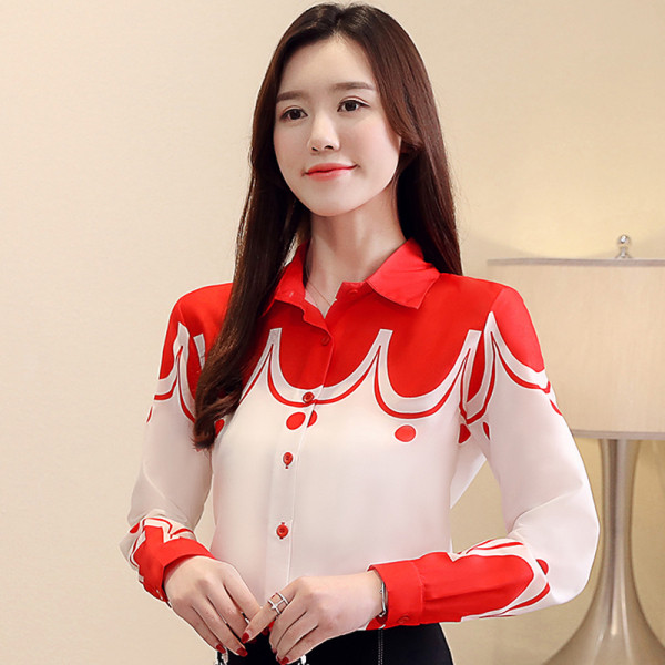 Дамска риза с дълги ръкави и класическа яка