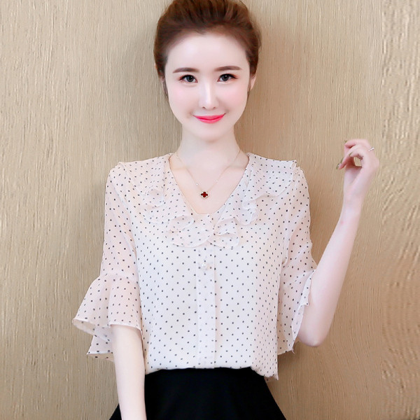 Дамска риза от шифон с копчета и 3/4 ръкав