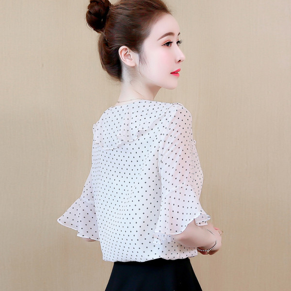 Дамска риза от шифон с копчета и 3/4 ръкав