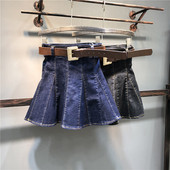 Стилна дамска дънкова пола с висока талия -разкроен модел