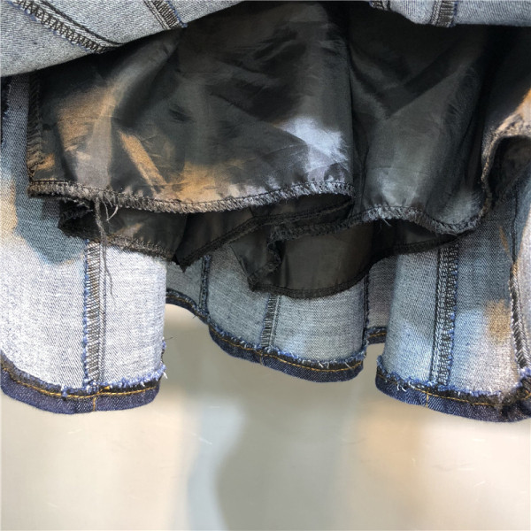 Стилна дамска дънкова пола с висока талия -разкроен модел 