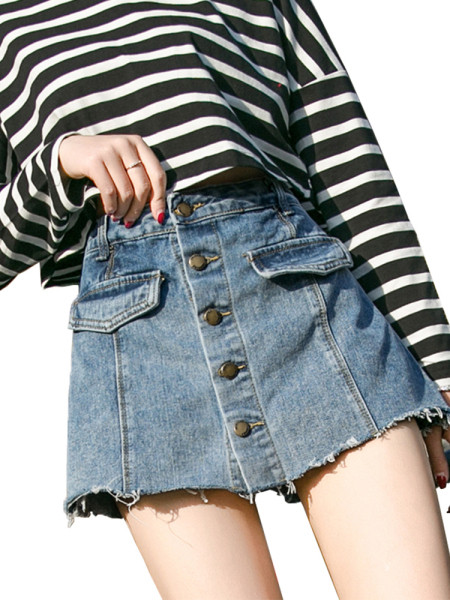 Актуална дамска пола-панталон с копчета -А-линия 