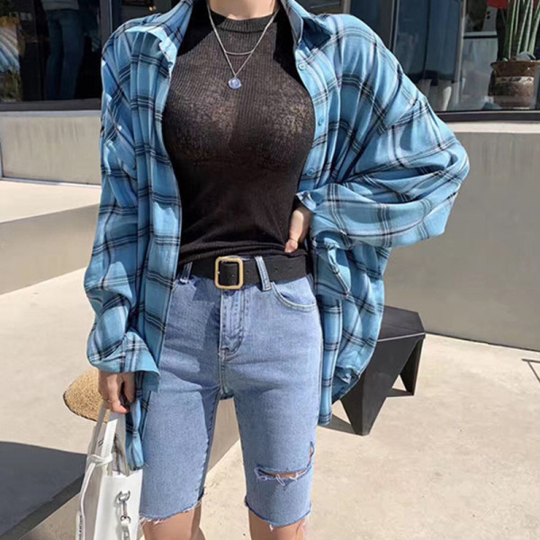 Дамски модерни дънки 3/4 с висока талия 