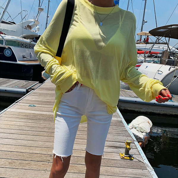 Дамски летен панталон с дължина над коляното 