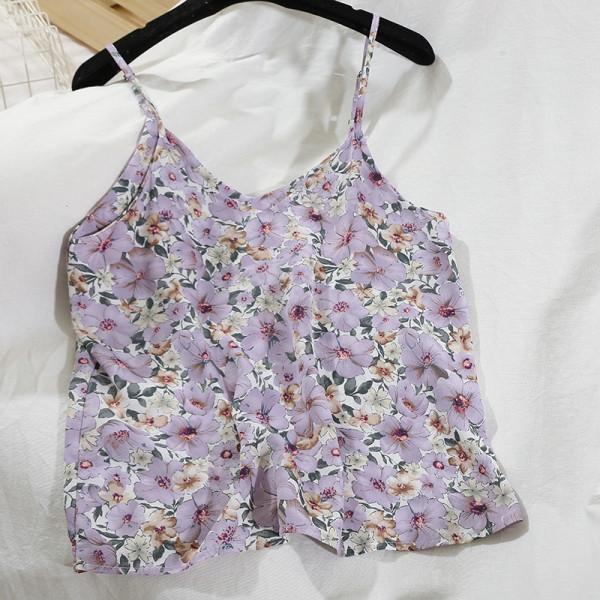 Актуален дамски потник с тънки презрамки и флорален десен