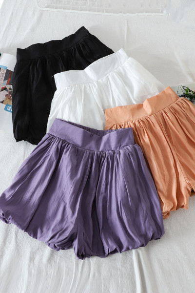 Плисирани дамски къси панталони с висока талия 