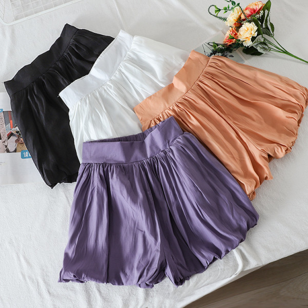 Плисирани дамски къси панталони с висока талия 