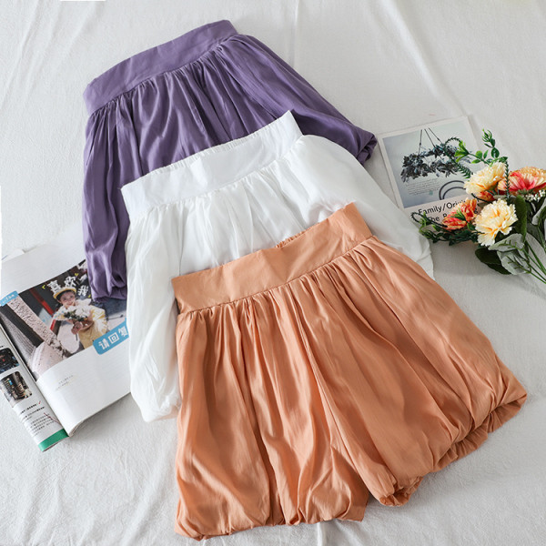 Плисирани дамски къси панталони с висока талия 