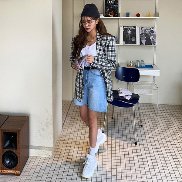 Дамски пролетни дънки с висока талия и 3/4 дължина 