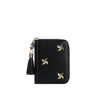 Дамско модерно портмоне за карти с метална декорация