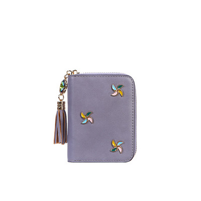 Дамско модерно портмоне за карти с метална декорация