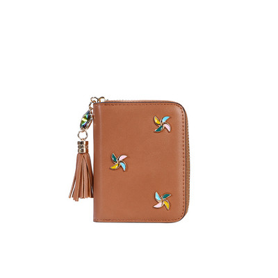 Дамско модерно портмоне за карти с метална декорация