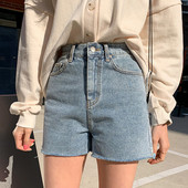 Ретро модел дамски къси дънки с висока талия 
