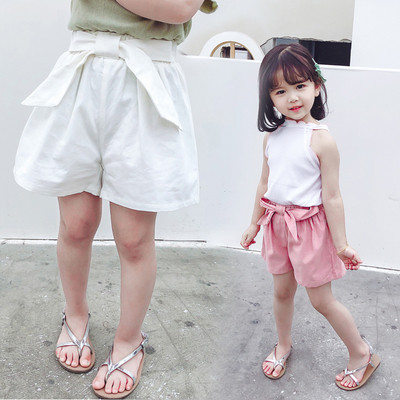 Dječje kratke hlače za djevojčice s visokim strukom i vezicama