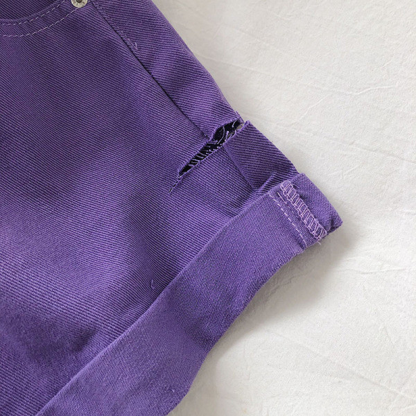 Широки дамски къси дънки с висока талия 