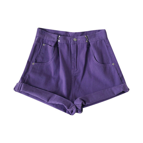 Широки дамски къси дънки с висока талия 