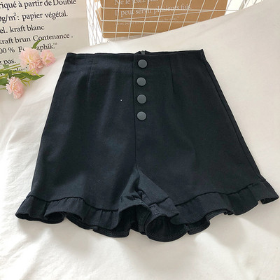 Къси дамски панталони с висока талия и къдри