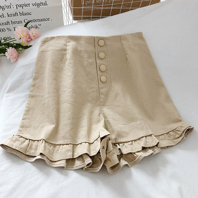 Къси дамски панталони с висока талия и къдри