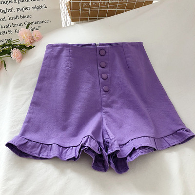 Къси дамски панталони с висока талия и къдри