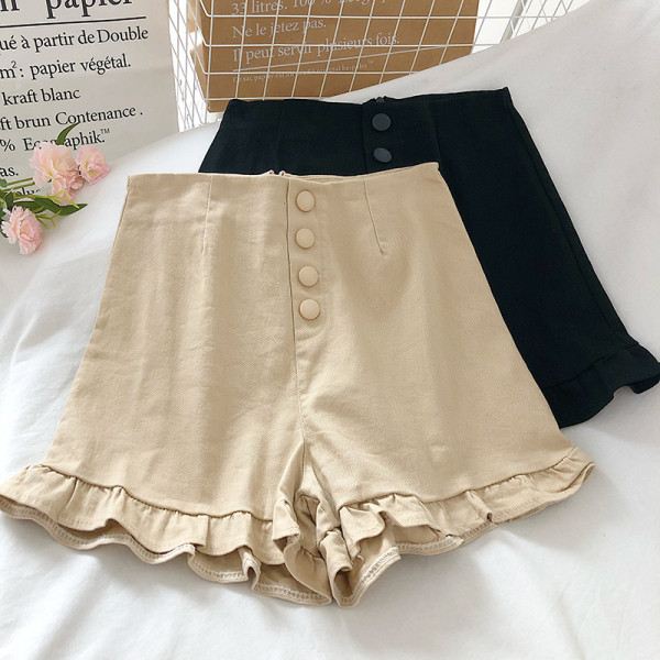 Къси дамски панталони с висока талия и къдри