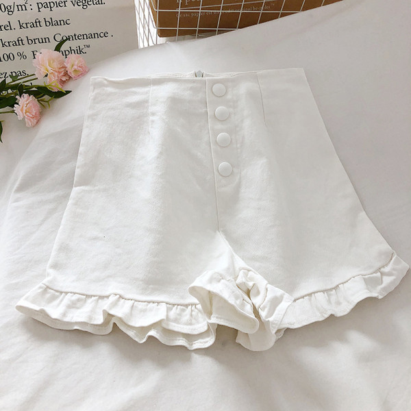 Къси дамски панталони с висока талия и къдри