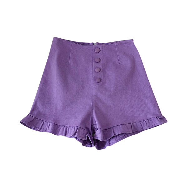 Къси дамски панталони с висока талия и къдри