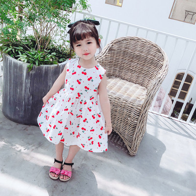 Модерна детска рокля разкроен модел с обло деколте