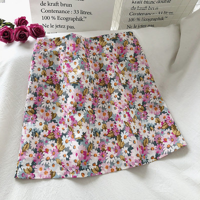 Retro ženska suknja s cvjetnim printom i visokim strukom