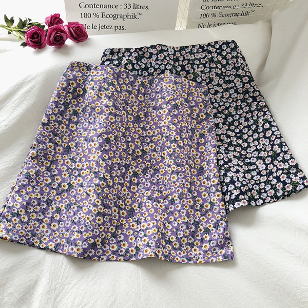 Ретро дамска пола с флорален принт и висока талия 