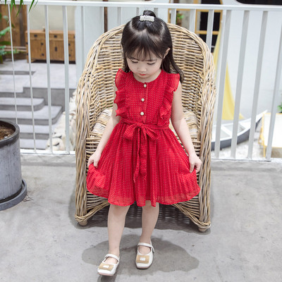 Актуална детска рокля с копчета и връзки