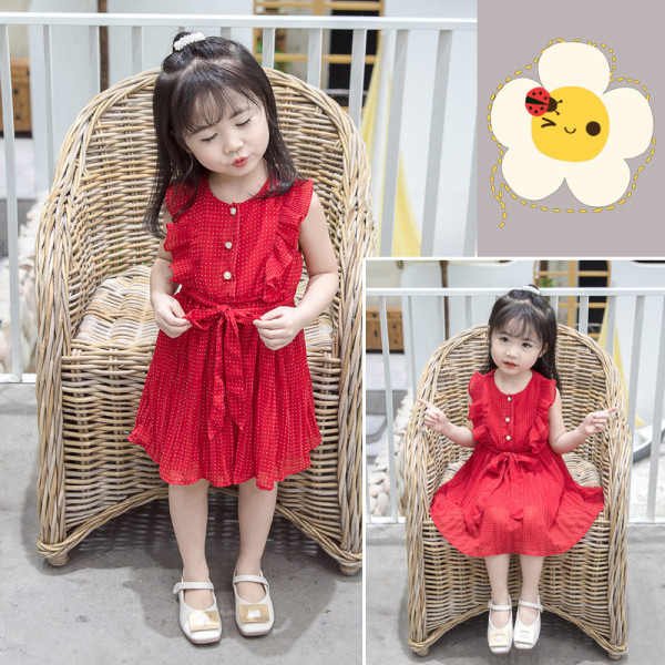 Актуална детска рокля с копчета и връзки