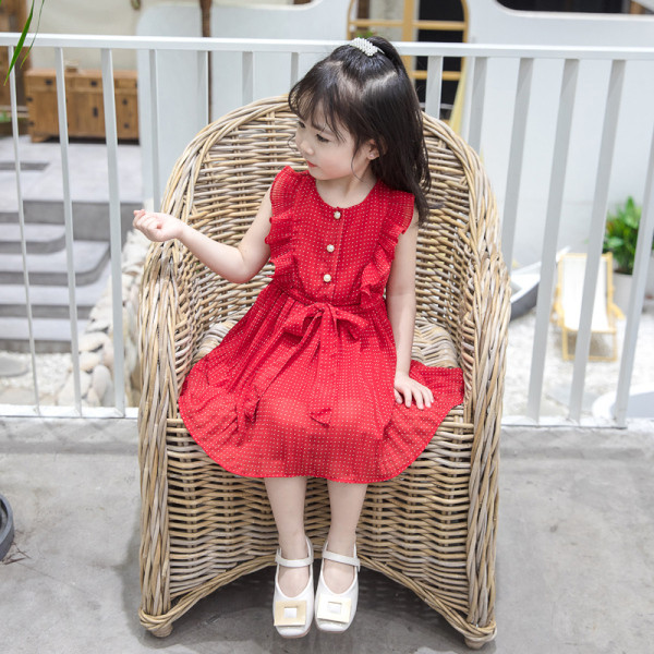 Актуална детска рокля с копчета и връзки