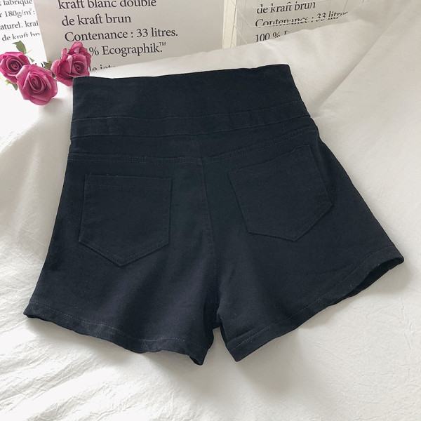 Черни дамски къси панталони с висока талия 