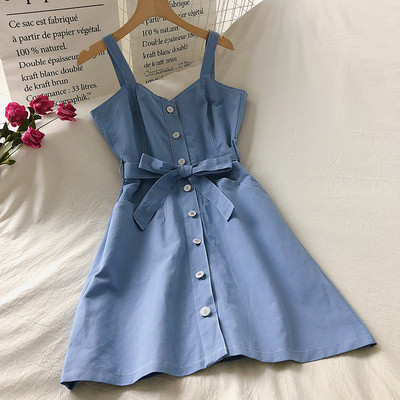 Модерна дамска рокля от деним с колан