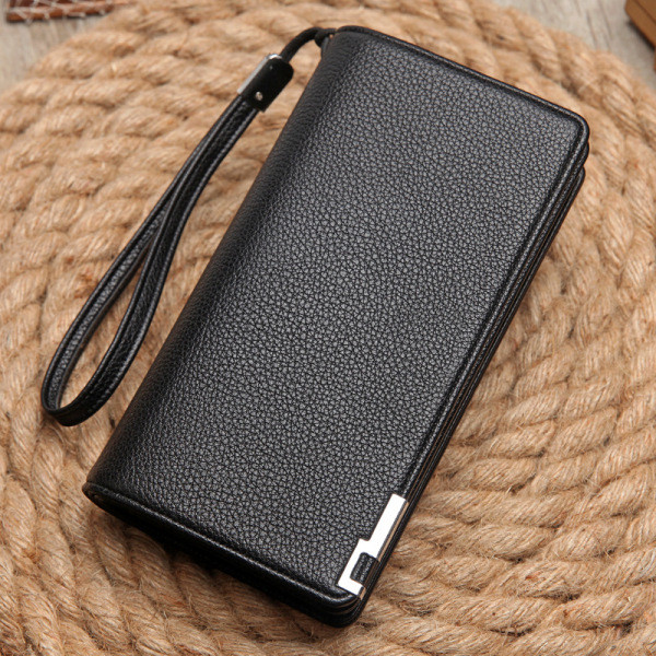 Мъжки ежедневен портфейл с метален елемент от еко кожа