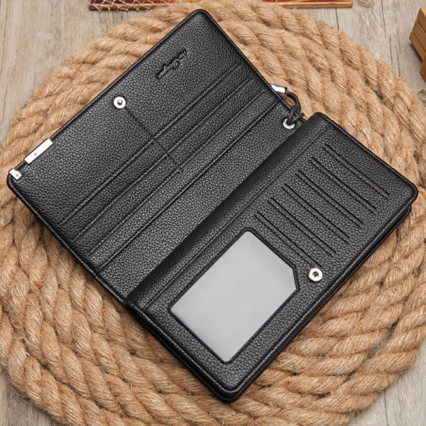 Мъжки ежедневен портфейл с метален елемент от еко кожа