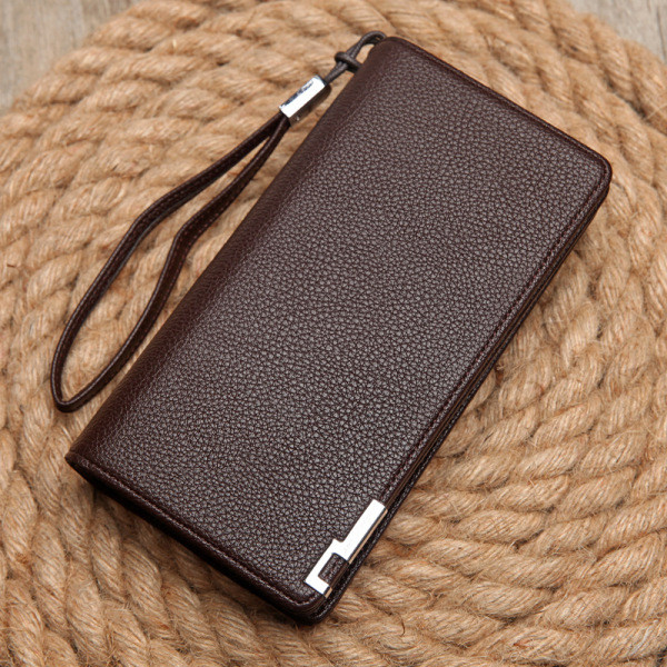 Мъжки ежедневен портфейл с метален елемент от еко кожа