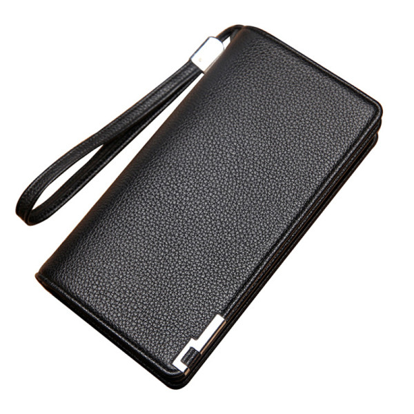 Мъжки ежедневен портфейл с метален елемент от еко кожа