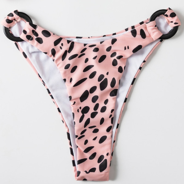 Бански костюм от две части с леопардов десен и халки