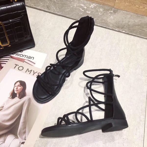 Дамски летни сандали с цип и връзки 