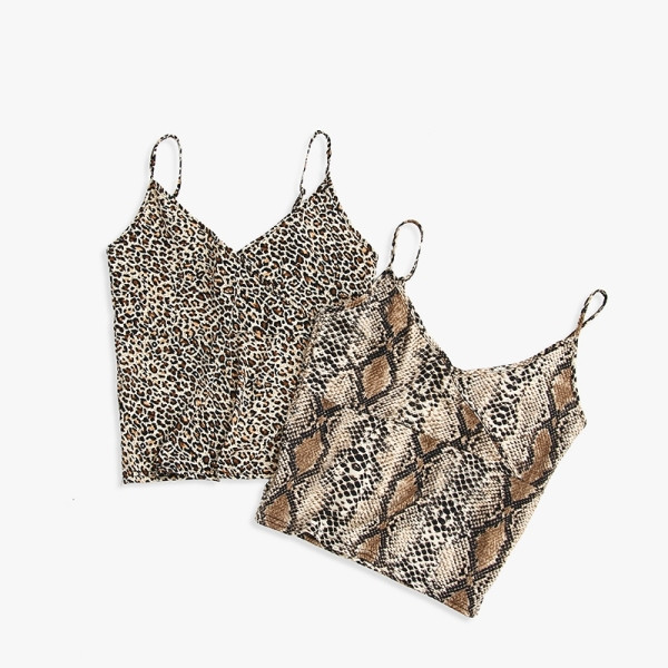 Стилен дамски потник с тънки презрамки и шпиц деколте