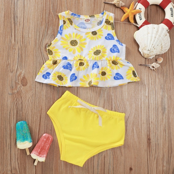 Mūsdienīgs bērnu divdaļīgs peldkostīms meitenēm