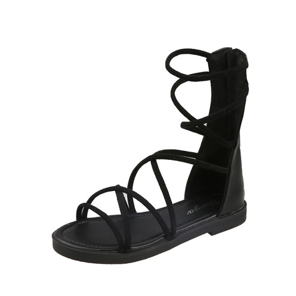 Ежедневни дамски сандали с равна подметка и кръстосани каишки 