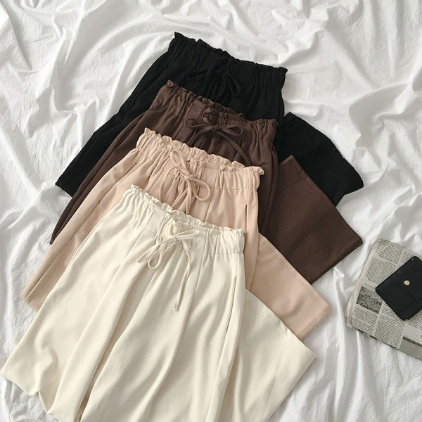 Дамски панталон ретро стил с връзки и висока талия