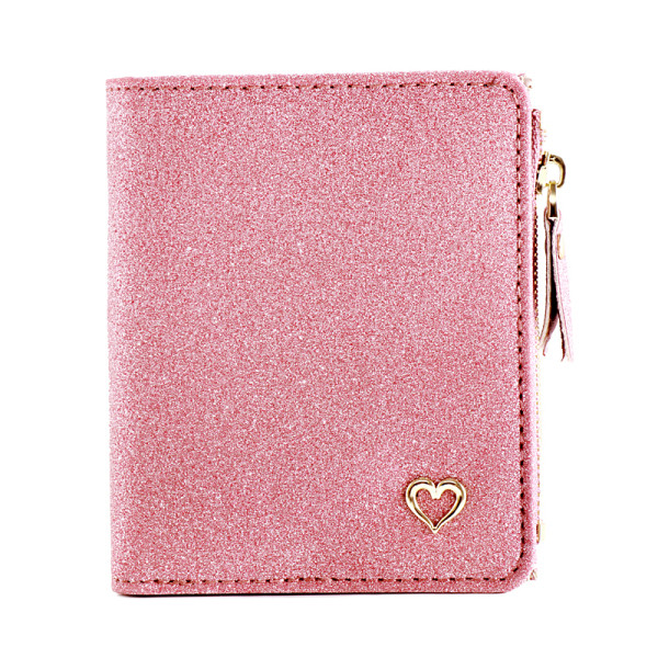 Актуален дамски мини портфейл с метален елемент и цип