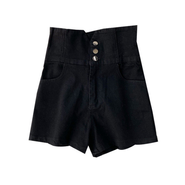 Къси дънкови панталони с висока талия и джобове